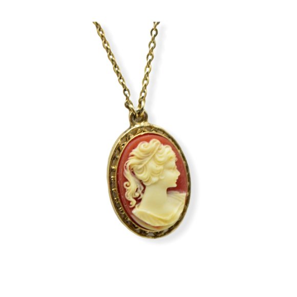 1928 Jewelry - 1928 Brand Retro Victorian Style Dainty Cameo Necklace Gold Tone 16.5" Length